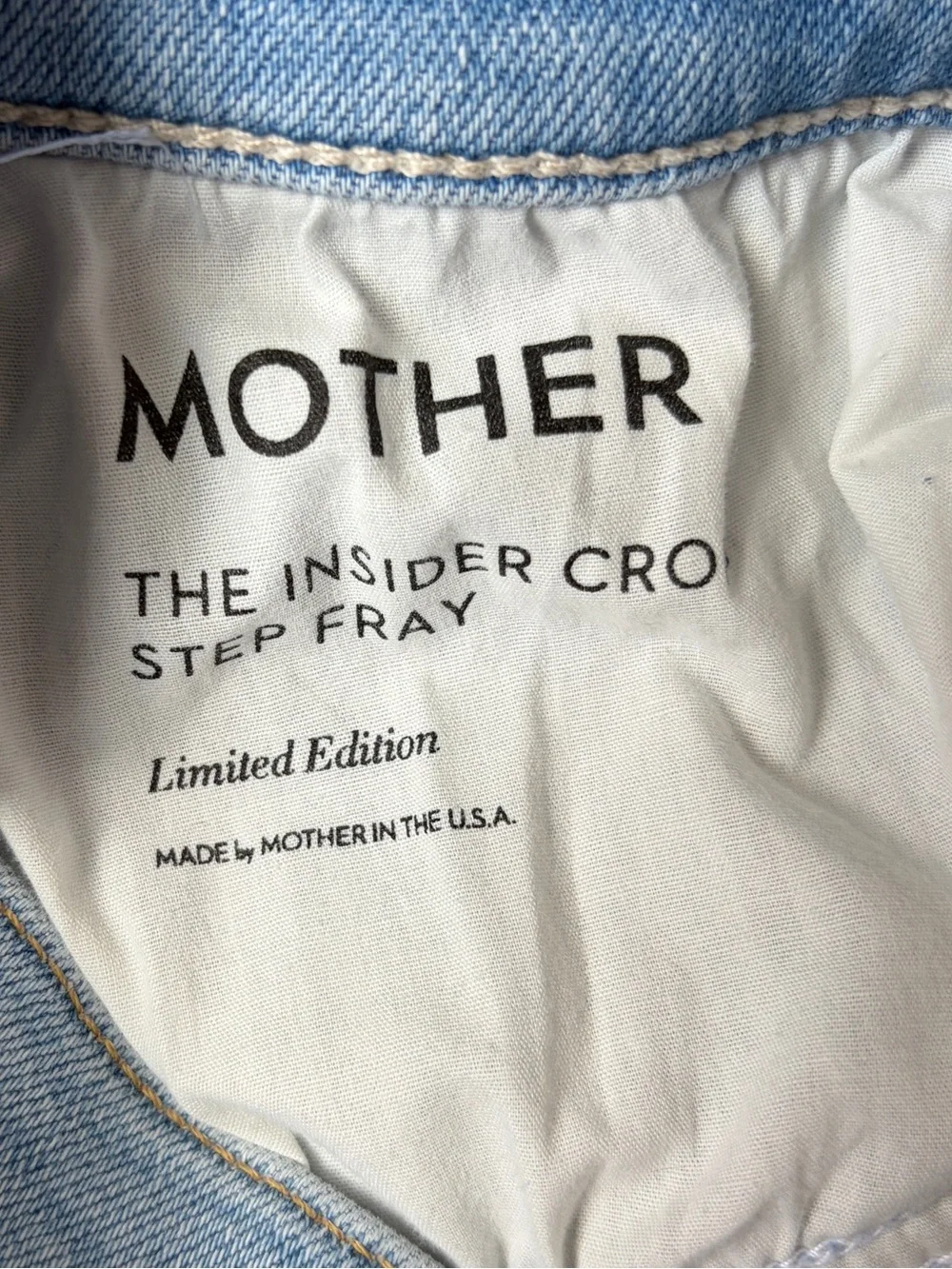 Mother The Insider Crop Step Fray Limited Edition Women's Jeans Size 28